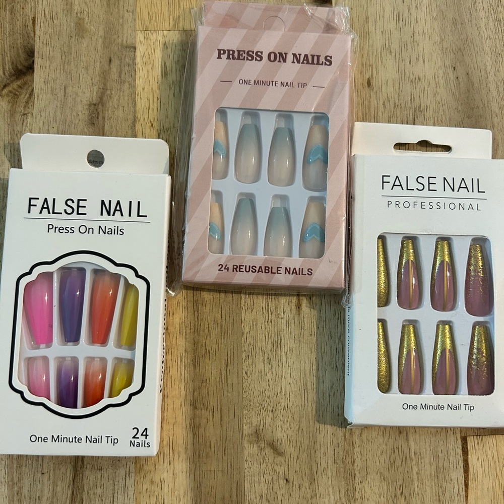Bundle all 3 Colorful Press On Nails Set
